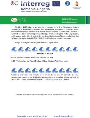 Sâmbătă, 01.06.2024, se va organiza o excursie de o zi la Mórahalom, Ungaria.