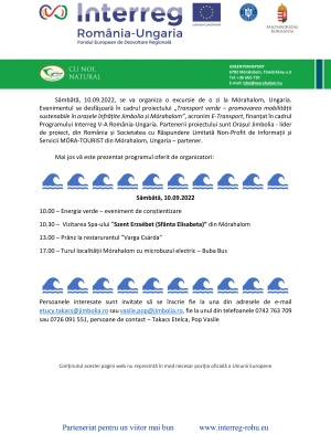 Sâmbătă, 10.09.2022, se va organiza o excursie de o zi la Mórahalom, Ungaria.